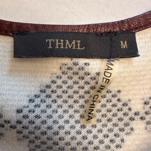 THML Black & White Diamonds Flare Knee Length Dress Cap Sleeve Size Medium - Picture 3 of 10